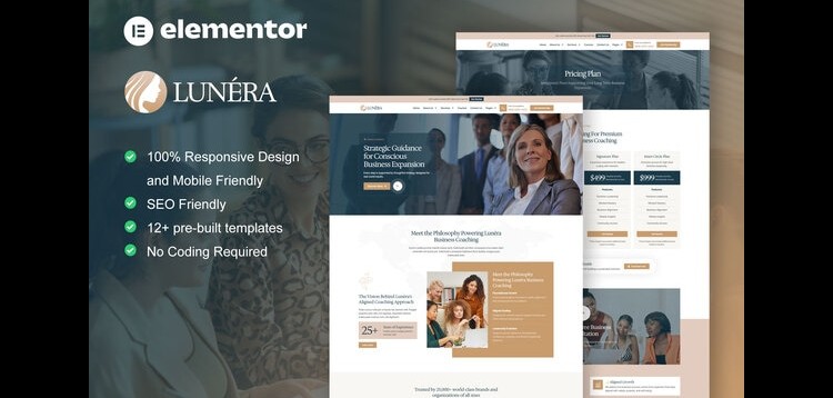 Item cover for download Lunera - Feminine Business Coaching Elementor Pro Template Kit
