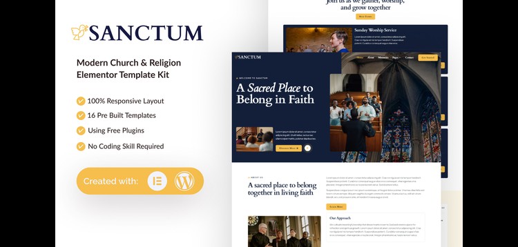 Item cover for download Sanctum - Modern Church & Religion Elementor Template Kit