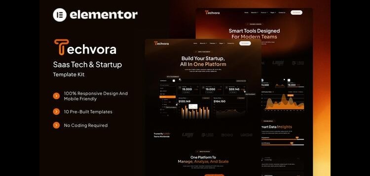 Item cover for download Techvora - Saas Tech & Startup Elementor Template Kit