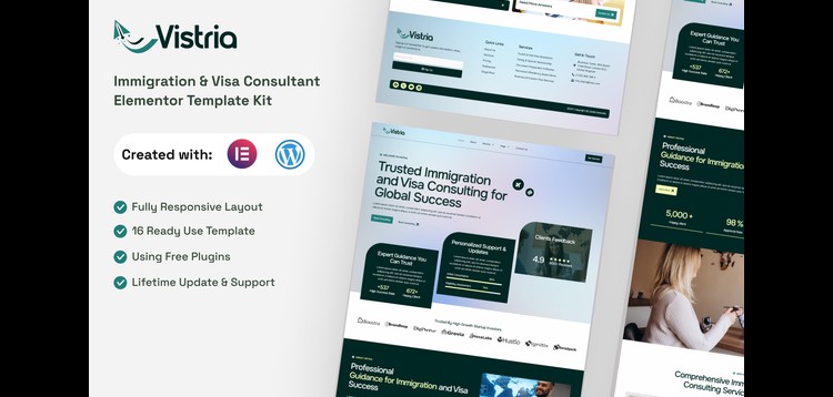 Item cover for download Vistria - Immigration & Visa Consultant Elementor Template Kit