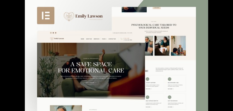 Item cover for download EmilyLawson - Psychologist & Counsellor Elementor Template Kit