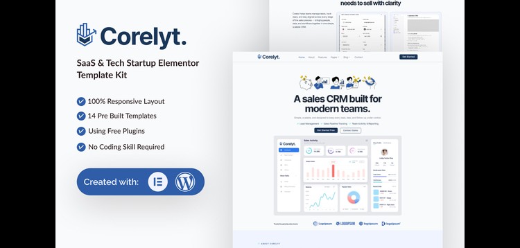 Item cover for download Corelyt - SaaS & Tech Startup Elementor Template Kit