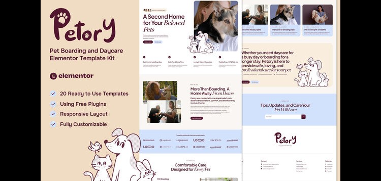 Item cover for download Petory - Pet Boarding & Daycare Elementor Template Kit
