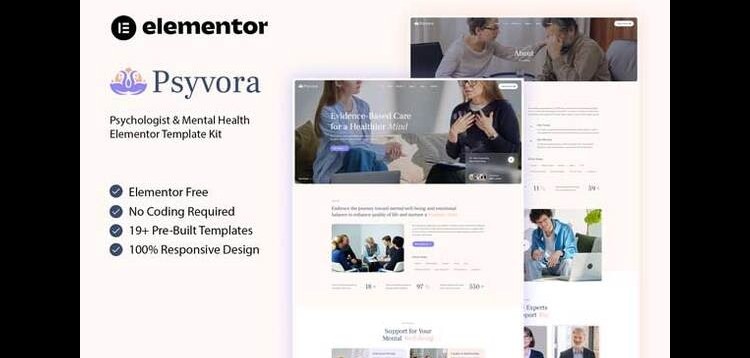 Item cover for download Psyvora - Psychologist & Mental Health Elementor Template Kit