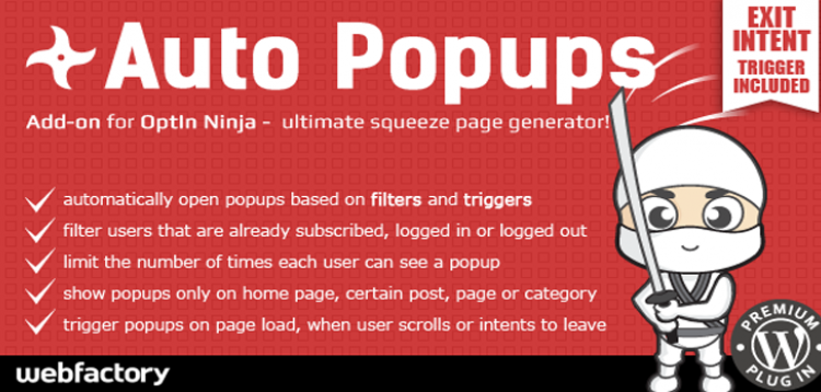 Item cover for download Auto Popups add-on for OptIn Ninja