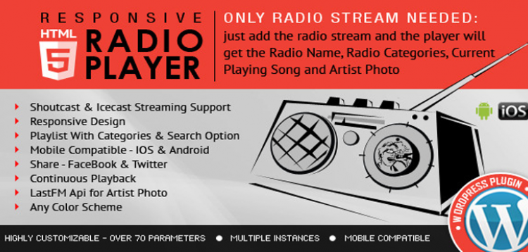 Item cover for download Radio Player Shoutcast & Icecast WordPress Plugin