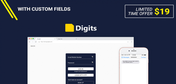 Item cover for download Digits : WordPress Mobile Number Signup and Login