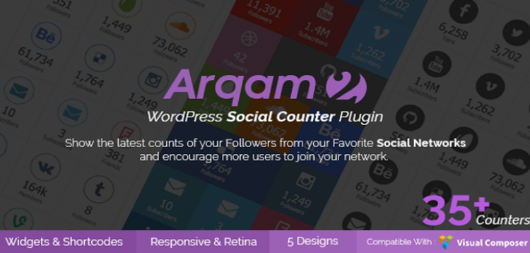 Item cover for download Social Counter Plugin for WordPress - Arqam