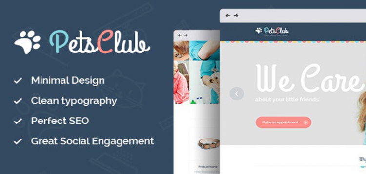 Item cover for download Pets Club - Domestic Animals Care, Shop & Veterinary WordPress Theme