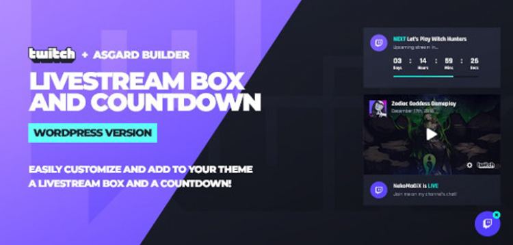 Item cover for download Twitch LiveStream Box and Countdown WordPress Plugin