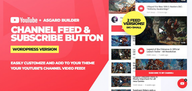 Item cover for download Youtube Channel Feeds and Subscribe Box WordPress Plugin