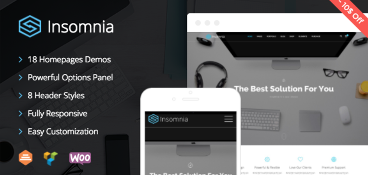 Item cover for download INSOMNIA - BEAUTIFUL AND MODERN CREATIVE WORDPRESS THEME