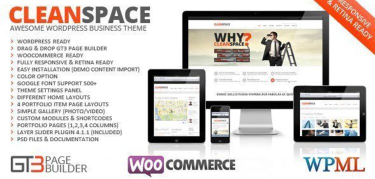 Item cover for download CLEANSPACE RETINA READY BUSINESS WP THEME