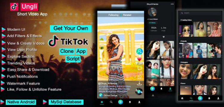 Item cover for download Ungli Short Video Creating App - Tiktok Clone App Code
