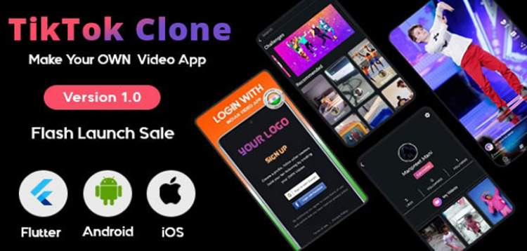 Item cover for download Flutter - TikTok | Triller Clone & Short Video Streaming Mobile App for & iOS
