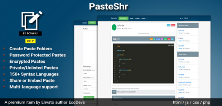 Item cover for download PasteShr - Text Hosting & Sharing Script