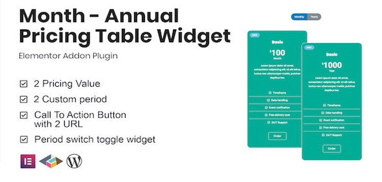 Item cover for download Month - Annual Pricing Table Widget For Elementor