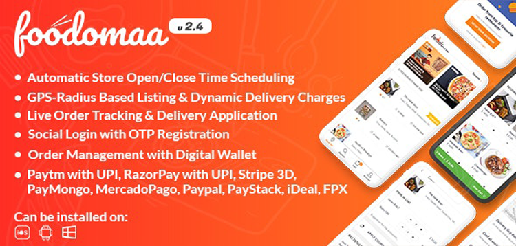 Item cover for download Foodomaa - Multi-restaurant Food Ordering, Restaurant Managemen and Delivery Application
