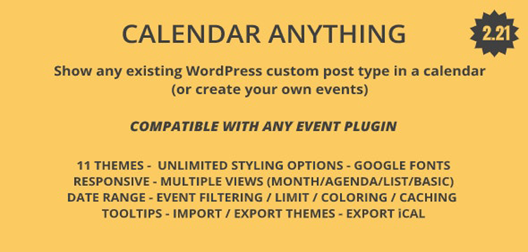 Item cover for download Calendar Anything | Show any existing WordPress custom post type in a calendar