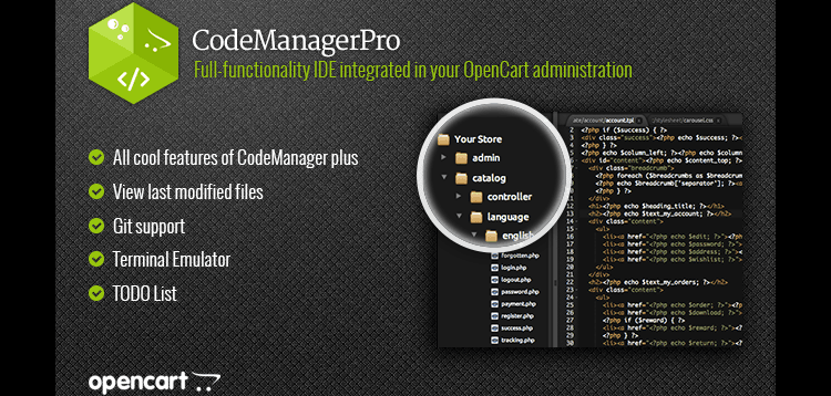 Item cover for download Code Manager Pro - Pro Web-based IDE framework for OpenCart