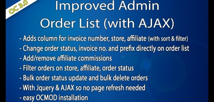 Item cover for download Improved Admin Order List for Opencart