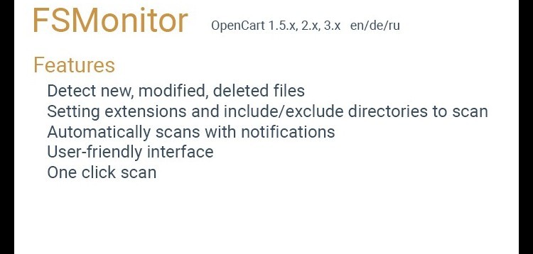 Item cover for download Security - FSMonitor - File System Monitoring for Opencart