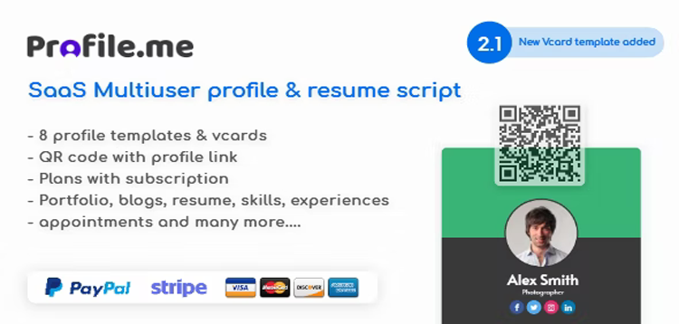 Item cover for download Profile.me - Saas Multiuser Profile Resume & Vcard Script