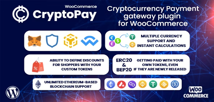 Item cover for download CryptoPay WooCommerce - Cryptocurrency Payment Gateway Plugin