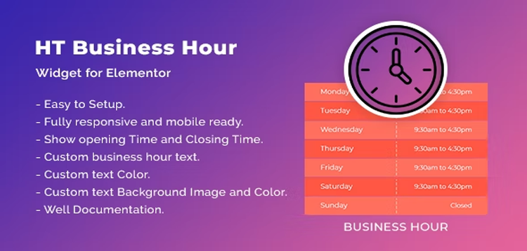 Item cover for download HT Business Hour Widget for Elementor
