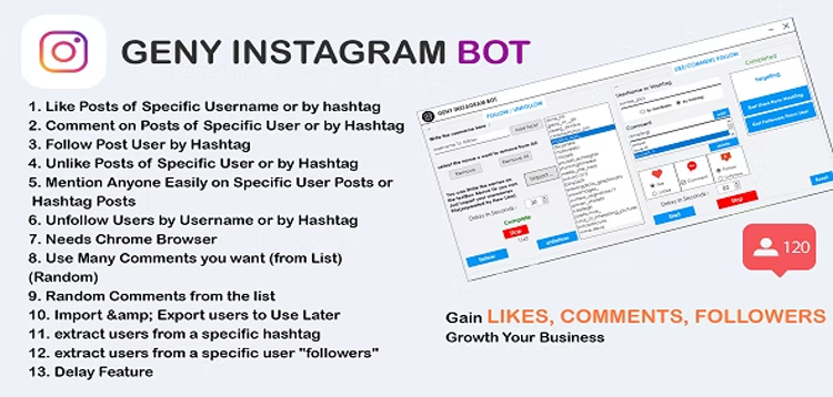 Item cover for download GENY instagram bot - Gain More Instagram Followers, Increase your Followers Now