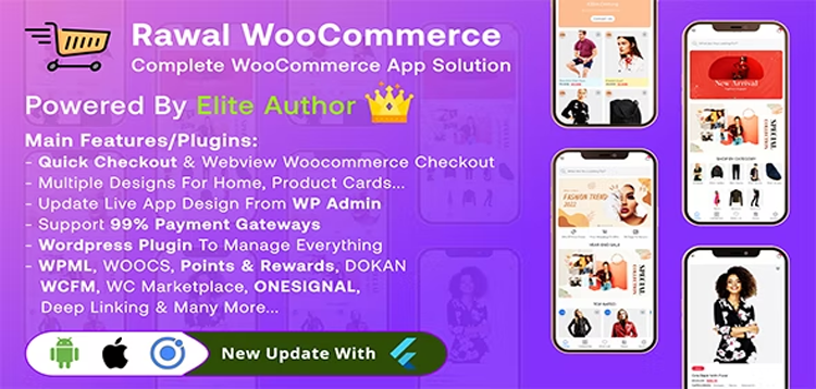 Item cover for download Rawal - Ionic Woocommerce & Flutter Woocommerce Full Mobile Application Solution with Setting Plugin