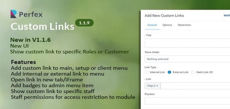 Item cover for download Custom Links for Perfex CRM