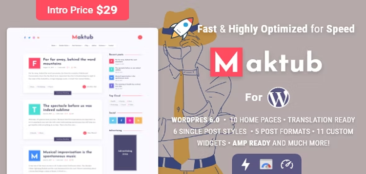 Item cover for download Maktub - Minimal & Lightweight Blog for WordPress