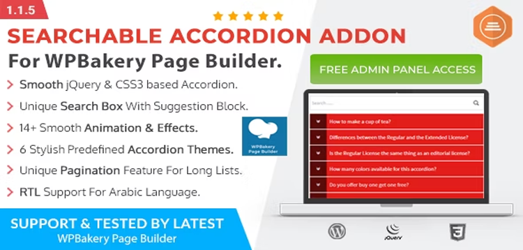 Item cover for download Ultimate Searchable Accordion - WPBakery Page Builder Addon