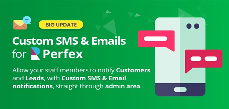 Item cover for download Custom SMS & Email Notifications module for Perfex CRM