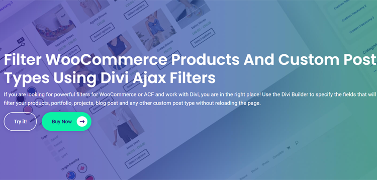 Item cover for download Divi Ajax Filter plugin for WooCommerce and Custom Posts