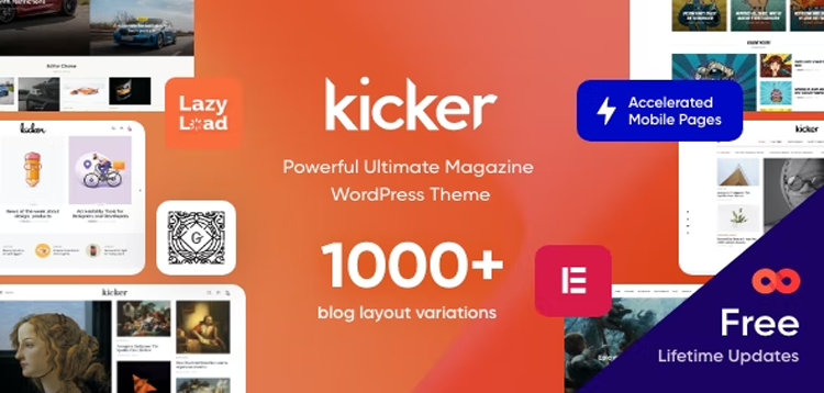 Item cover for download Kicker - Multipurpose Blog Magazine WordPress Theme + Gutenberg