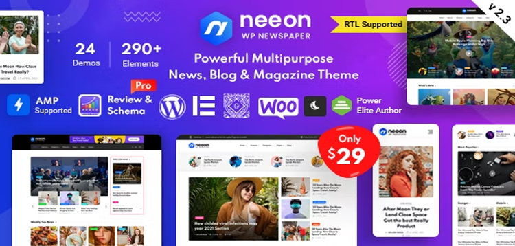 Item cover for download Neeon - WordPress News Magazine Theme