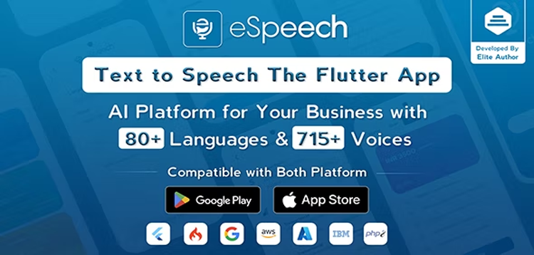 Item cover for download eSpeech - Text to Speech Flutter Full App