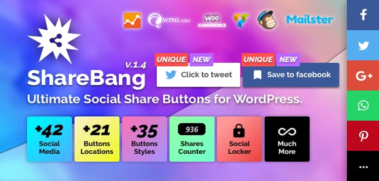 Item cover for download ShareBang, Ultimate Social Share Buttons for WordPress