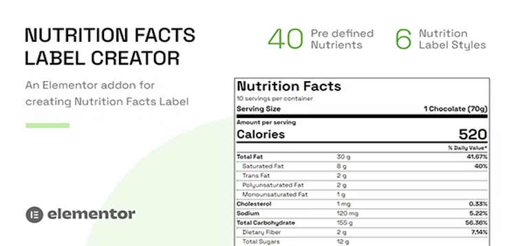 Item cover for download Nutrition Facts Label Creator (Elementor addon)