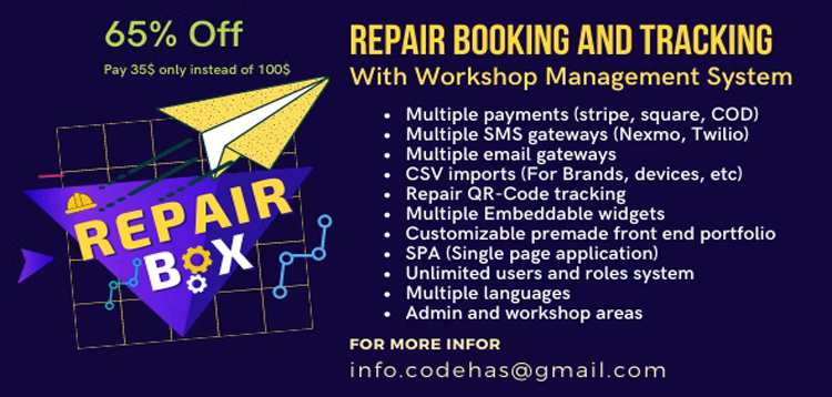 Item cover for download Repair box - Repair booking,tracking and workshop management system
