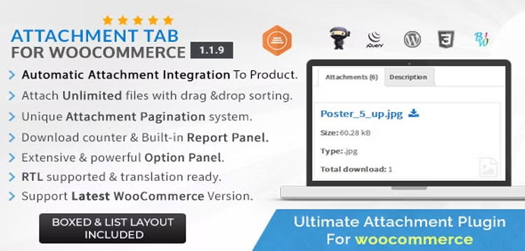 Item cover for download Attachment Tab For Woocommerce