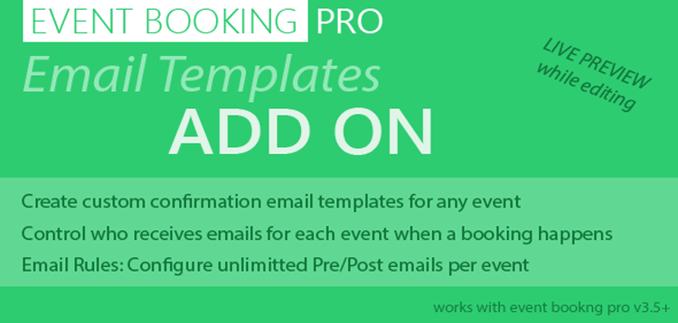 Item cover for download Event Booking Pro: Email Templates Addon