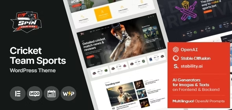 Item cover for download Spin - Cricket Team Sports WordPress Theme + AI