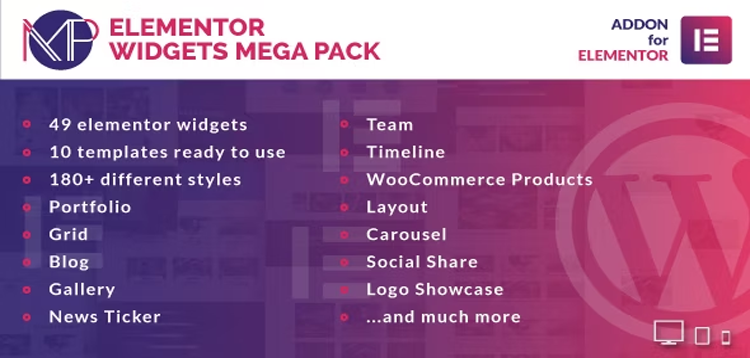 Item cover for download Elementor Widgets Mega Pack - Addons for Elementor Page Builder WordPress Plugin