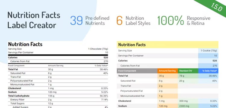 Item cover for download Nutrition Facts Label Creator (for WPBakery)