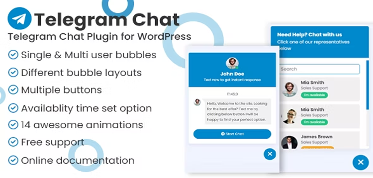 Item cover for download Telegram Chat Support Pro WordPress Plugin