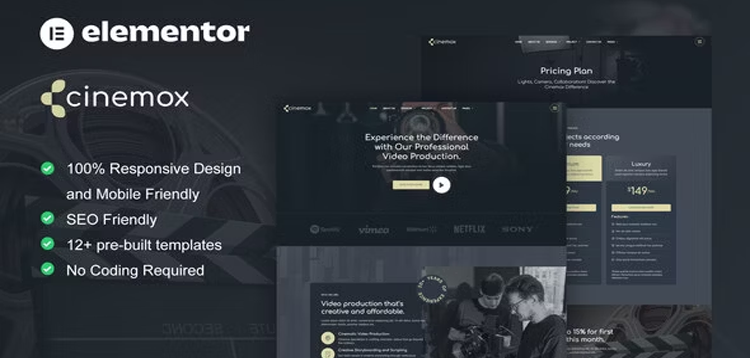 Item cover for download Cinemox - Video Production Company Elementor Pro Template Kit