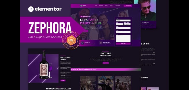 Item cover for download Zephora - Bar & Night Club Services Elementor Template Kit
